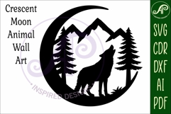 Crescent Moon Wolf animal wall sign Product Image 4