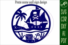 Pirate ship scene wall sign, SVG file. Product Image 4