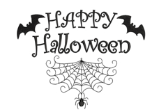 Happy Halloween, Curly spider Web, Bats. Product Image 1