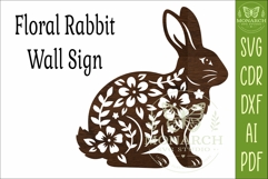 Floral Rabbit Wall Art SVG, Bunny Lover Laser Cut Sign Decor Product Image 4