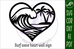 Surf wave heart wall sign, SVG file. Product Image 4