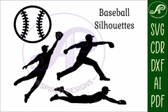 Baseball silhouettes laser cut outs SVG 3 Product Image 4