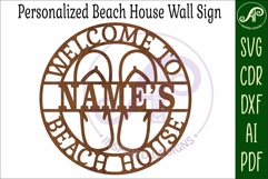 Beach House Name Sign Personalized Flip Flops Family SVG Product Image 4