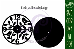 Birds clock wall clock laser cut files Product Image 4