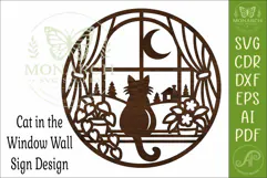 Cat in Window SVG, Cat Wall Decor, Laser Cut File, Moon Product Image 4