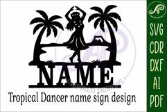 Tropical Name Sign SVG Hula Dancer Beach Luau Hawaiian Product Image 4