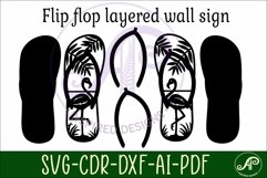 Flip flop flamingo layered wall art sign, SVG file Product Image 4