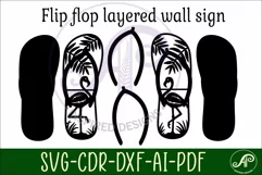 Flip flop flamingo layered wall art sign, SVG file Product Image 4