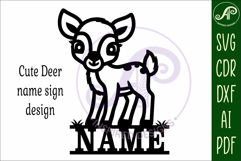 Cute Woodland Deer name sign svg laser cut file Product Image 4