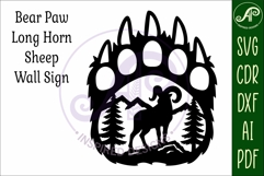 Bear paw print with Long horn sheep wall sign Product Image 4