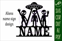 Alien Name Sign SVG, UFO Kids Name Sign, Space Name Decor Product Image 4