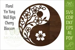 Cherry Blossom Yin Yang SVG, Floral Zen Wall Art Laser Cut Product Image 4