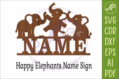 Cute Elephant Name Sign SVG, Baby Elephant Personalized sign Product Image 4