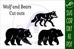 Bears and Wolf silhouette laser cut outs SVG files Product Image 4