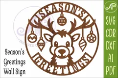 Christmas Reindeer SVG, Season’s Greetings Sign, Cute Sign Product Image 4