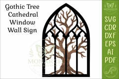 Gothic Cathedral Window Wall Art Layered Tree Silhouette Product Image 4