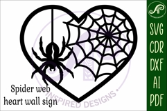 Spider and web Halloween heart laser cut wall sign Product Image 4