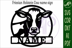 Cow Name Sign SVG - Holstein Cow Nursery Name Sign Product Image 4