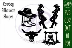 Western, Cowboy Cowgirl silhouettes laser cut outs 3 Product Image 4