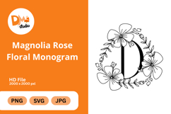 Magnolia Rose Floral Monogram Product Image 1