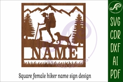 Hiking square female named wall sign or card topper svg Product Image 4