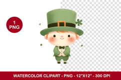 watercolor clipart png - leprechaun Product Image 1