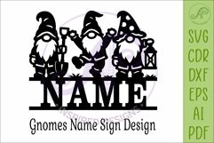 Gnome Family Garden Name Sign SVG, Gardening Gnomes Wall Art Product Image 4