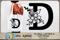 Floral letter D svg cut file / Botanical alphabet SVG Product Image 1