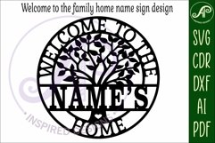 Welcome to the family home tree name wall art sign, SVG Product Image 4