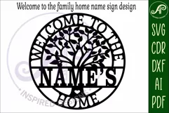 Welcome to the family home tree name wall art sign, SVG Product Image 4