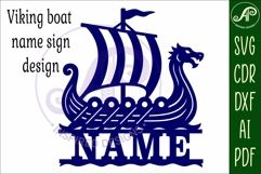 Viking dragon boat personalized name sign laser cut Product Image 4