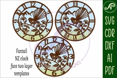 Fantail New Zealand themed clock wall clock laser cut files Product Image 4