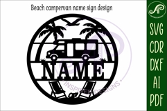 Beach Caravan/ campervan name sign svg laser cut template Product Image 4