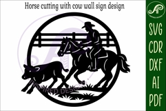 Horse cutting with cow wall sign, SVG file. vector sign Product Image 4