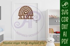 Boho Rainbow theme Name sign svg laser cut template Product Image 4