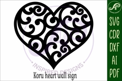 New Zealand koru heart wall sign, SVG file. Product Image 4