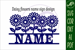Daisy flowers personalized name sign laser cut Product Image 4