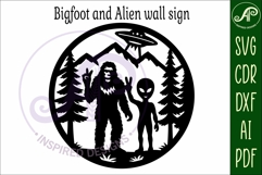 Bigfoot and Alien wall art sign, SVG file Product Image 4