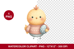 watercolor clipart png - easter egg chicken Product Image 1