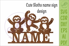 Cute Sloths Name Sign SVG, Personalized Jungle sign Product Image 4