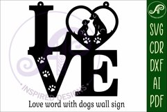 Love word with dogs wall art sign, SVG file. vector Product Image 4