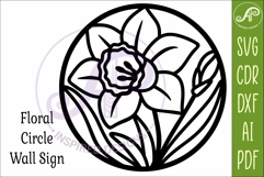 Daffodil Flower Wall Art SVG | Round Floral Laser Cut File Product Image 4