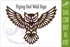 Flying Owl wall art sign, SVG file for laser cutting Product Image 4