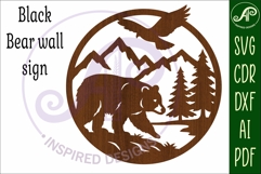 Black bear mountain scene wall sign svg laser cut Product Image 4