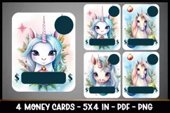 Christmas Money Card Template PNG I Unicorn Card Holders Product Image 1
