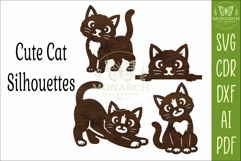 Cute Cat Silhouettes SVG for Laser Cutting, Signs 2 Product Image 4