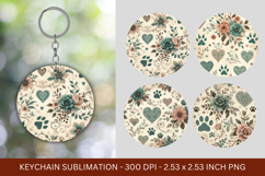 keychain sublimation - dog paws floral Product Image 1