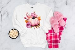 Pink Floral Pumpkin Sublimation PNG, Pink Pumpkin PNG Product Image 2