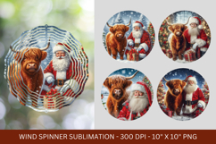 wind spinner png sublimation - highland cow santa claus Product Image 1