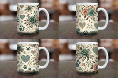 Mug Wrap Sublimation - dog paws heart floral Product Image 1